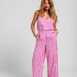 Pantalón culotte de rayas blancas y rosas - Limoncello