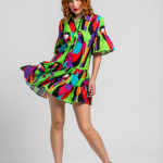 Vestido camisero corto volantes verde de loros - Al Loro