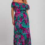 Blusa volante de hojas y panteras - Nocturna