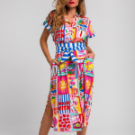 Camisero midi sin mangas de estampado collage italiano - Dolce Far Niente