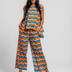 Blusa asimétrica picos de ondas multicolor - Échate flores