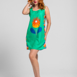 Vestido mini tirante ancho sixty verde de flores - Floreciendo