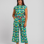 Pantalón culotte lazada verde de flores - Floreciendo