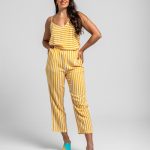 Pantalón culotte de rayas blancas y amarillas - Oh Sole mio